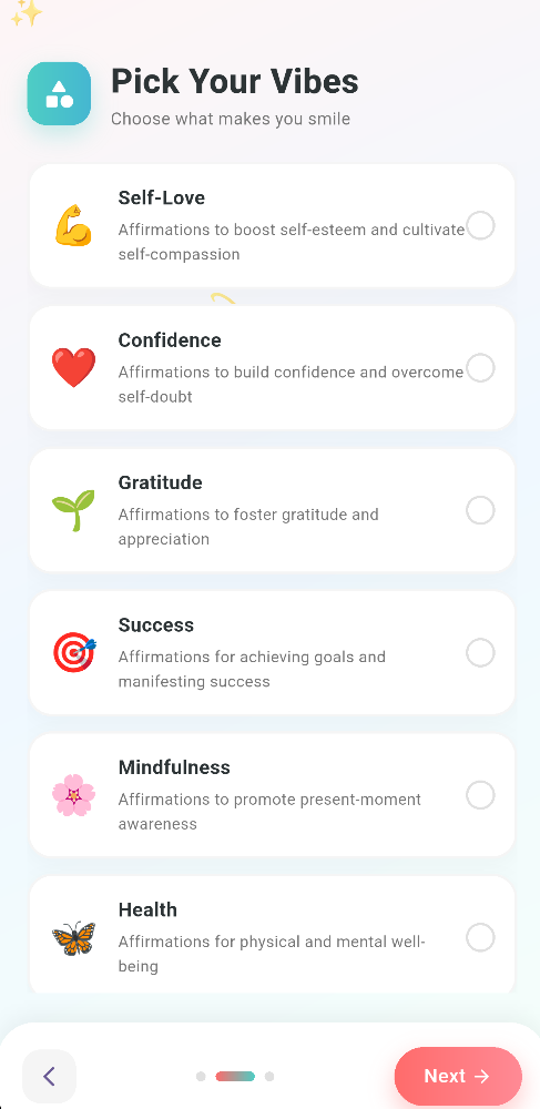 Positive Buddy mood tracking interface with emoji-based logging and emotional wellness insights - mental health app feature